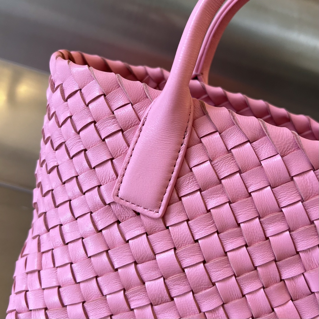 Mini Cabat Intreccio Leather Tote Pink